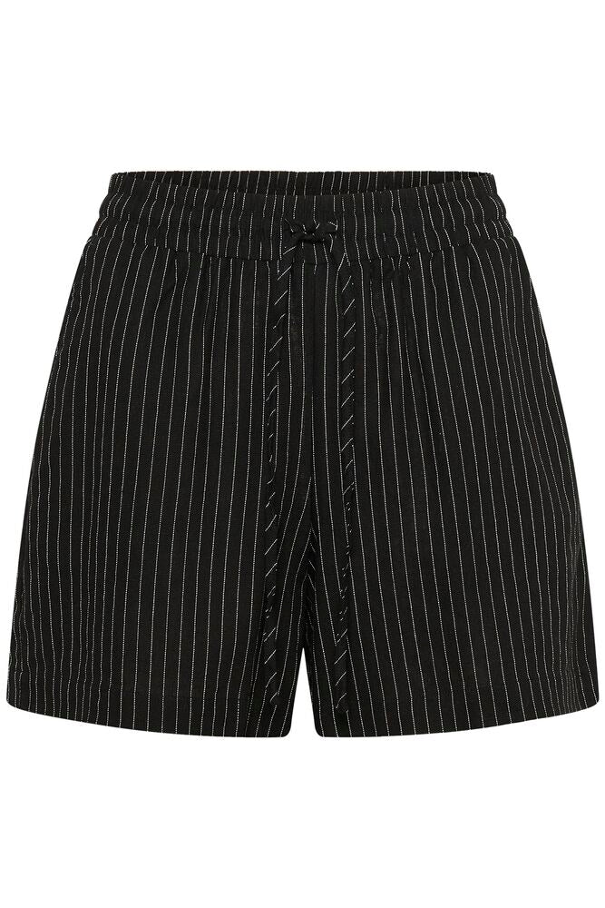 JannieMW Linen Mix Shorts Black W/Oatmeal Stripes