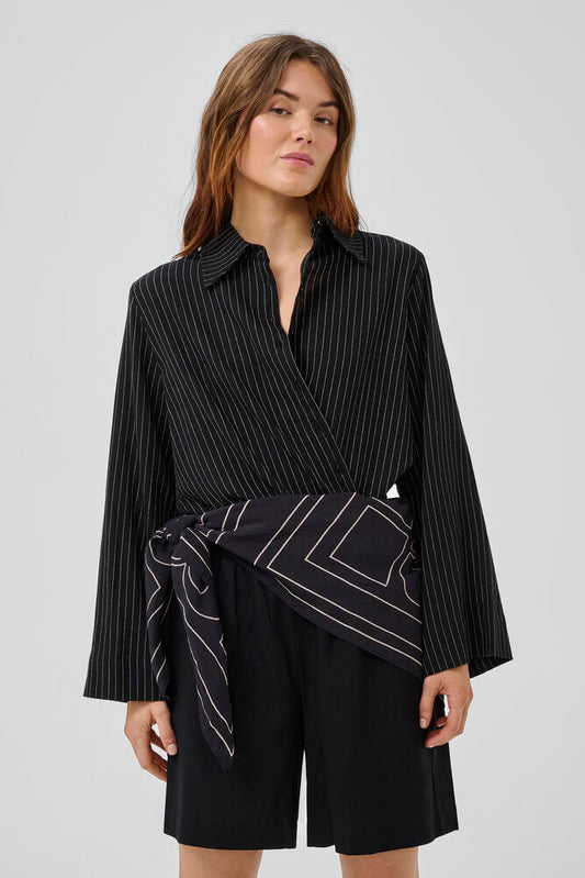 JannieMW Striped Shirt Black W/Oatmeal Stripe