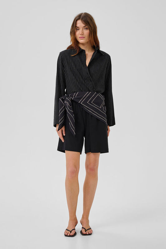 JannieMW Striped Shirt Black W/Oatmeal Stripe