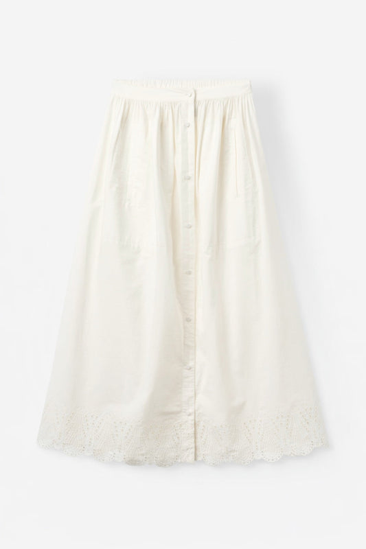 Hella Maxi Skirt with BroderiAnglaise White