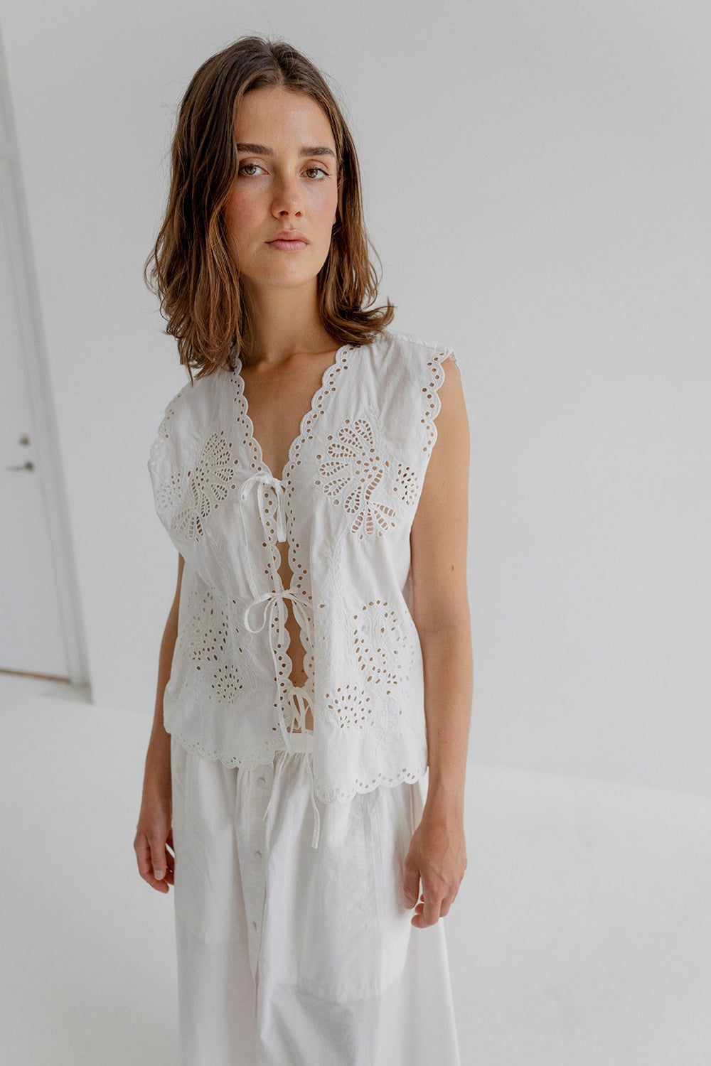 Hope Organic Cotton Top with Ties White