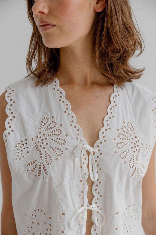 Hope Organic Cotton Top with Ties White