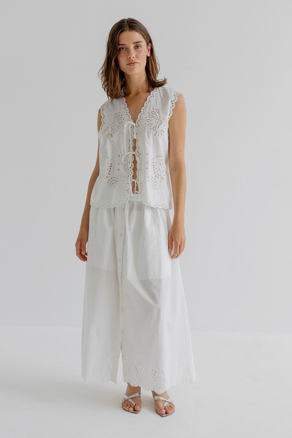 Hope Organic Cotton Top with Ties White