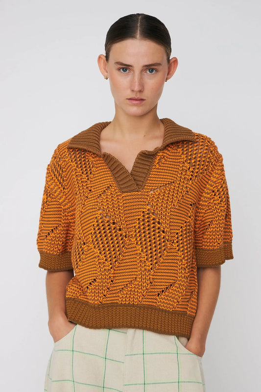 Cotton Knitted Polo Top