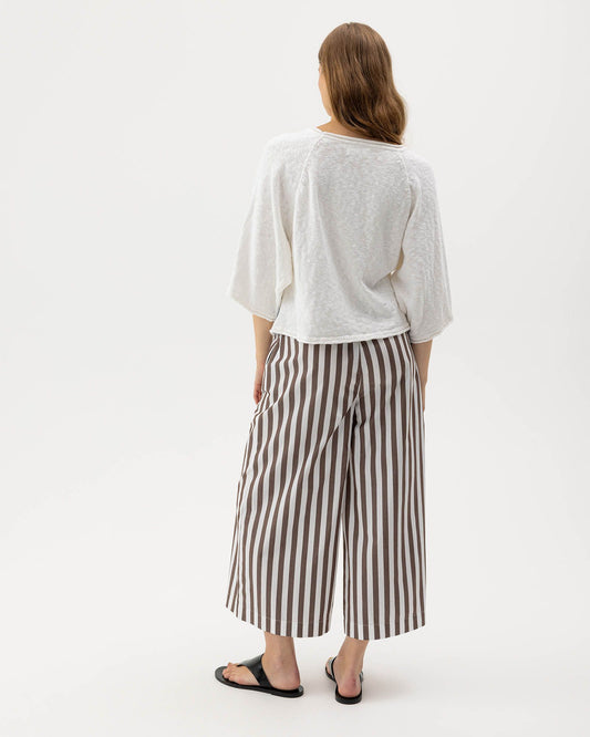 Marie Striped Wide Trouser Dark Brown/White