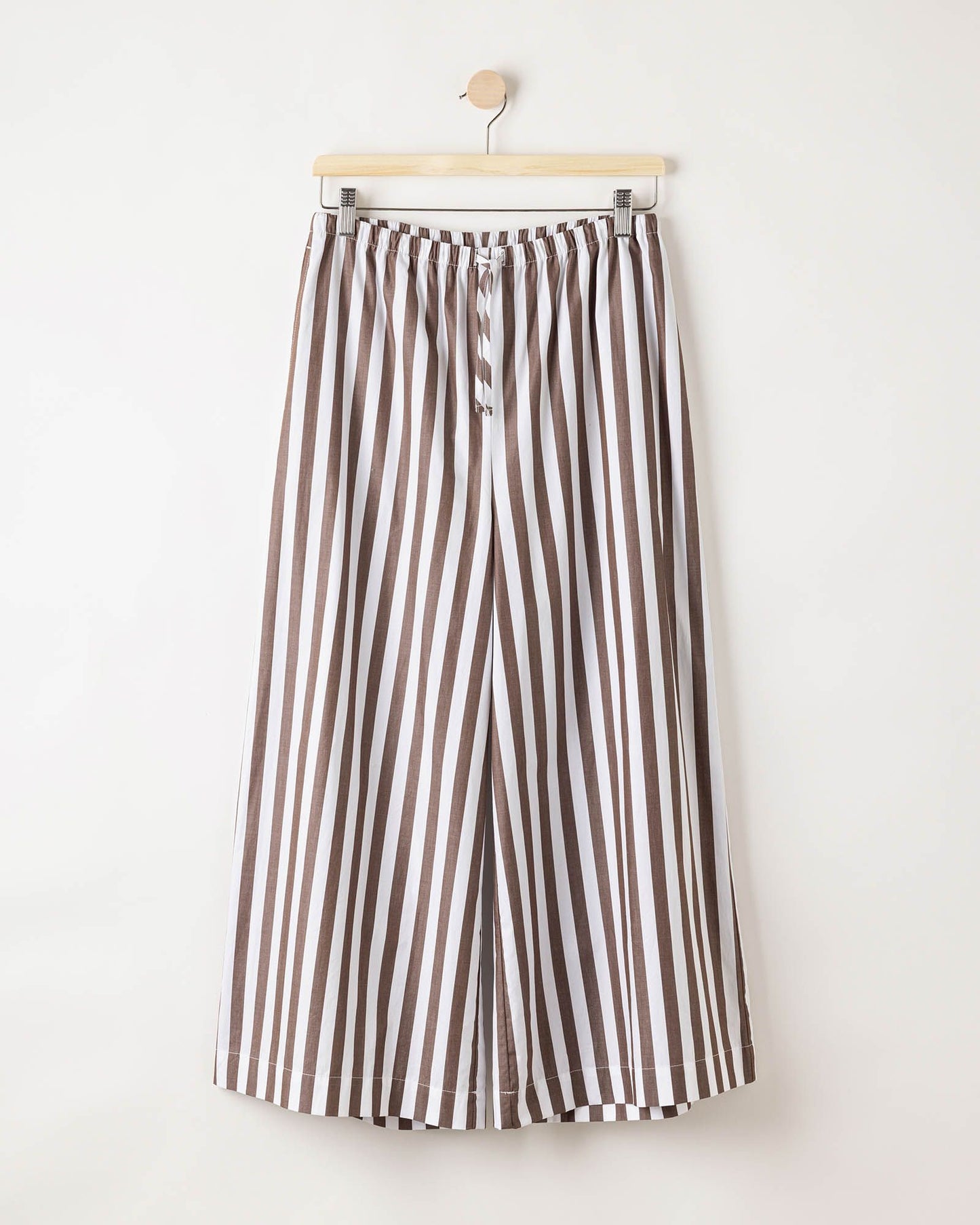 Marie Striped Wide Trouser Dark Brown/White