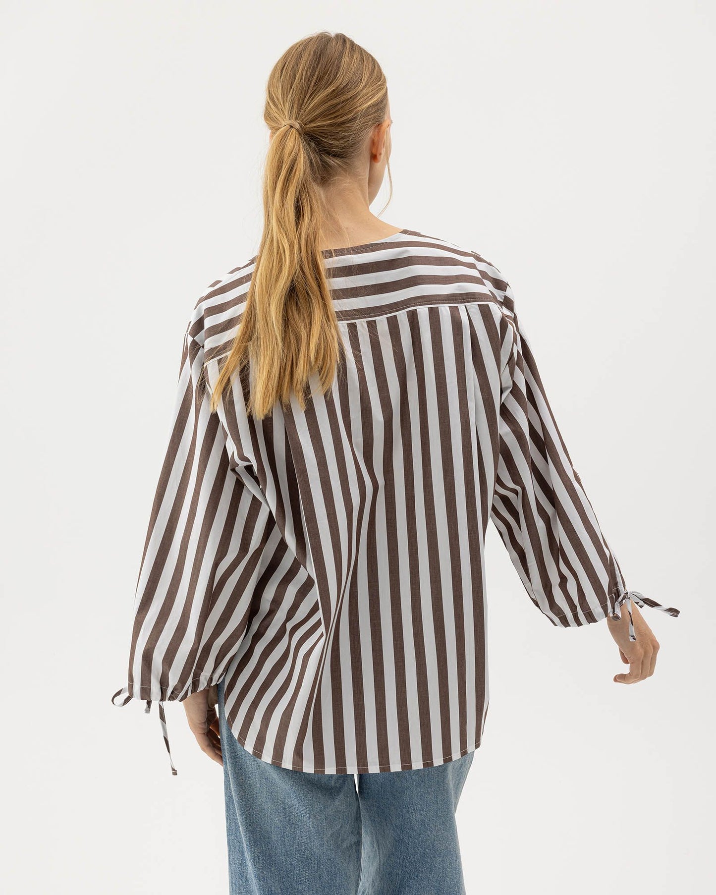 Marie Striped Cotton Shirt Brown/White