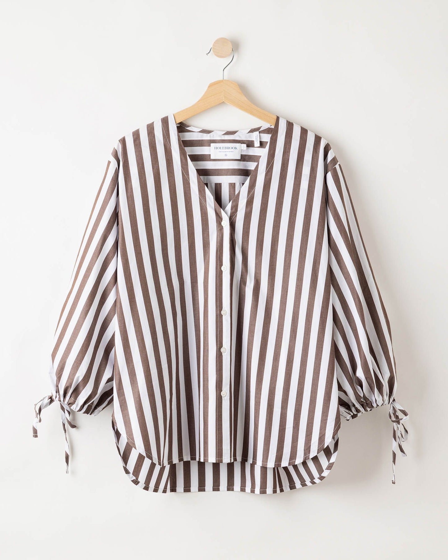 Marie Striped Cotton Shirt Brown/White
