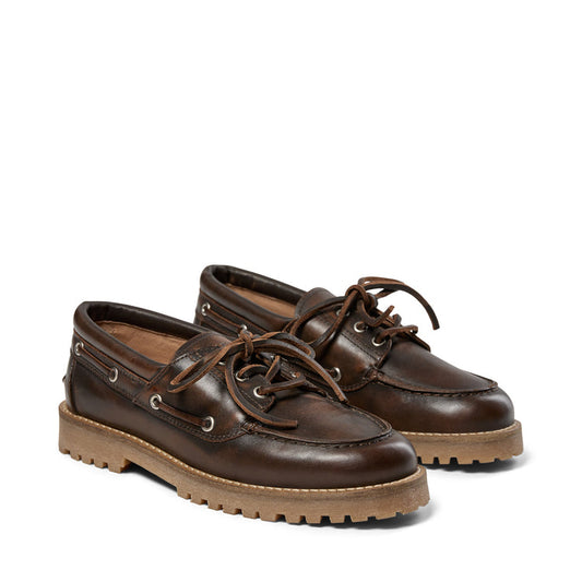 PA Alvina Leather Boat Shoe Brown