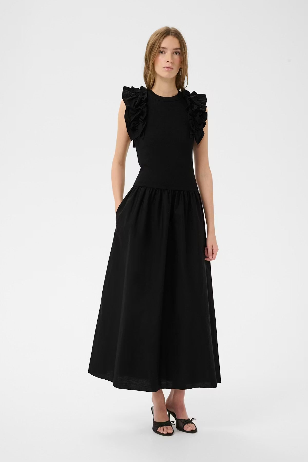 OdaKB Dress With Frill Shoulder Detail Meteorite