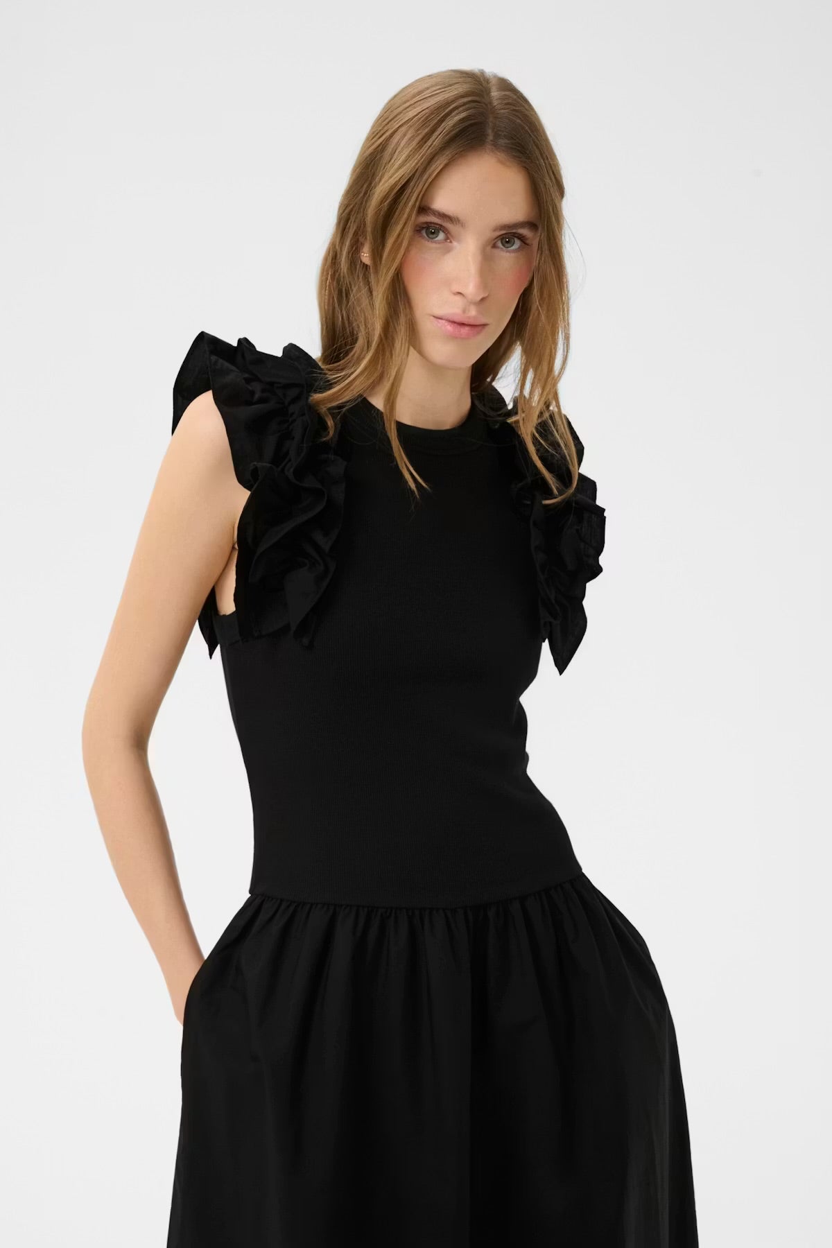 OdaKB Dress With Frill Shoulder Detail Meteorite