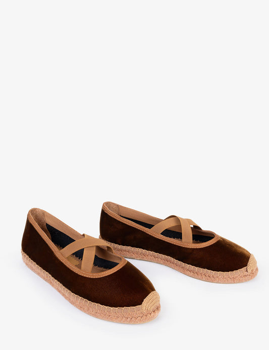 Chico Velvet Cross Band Espadrille Tan