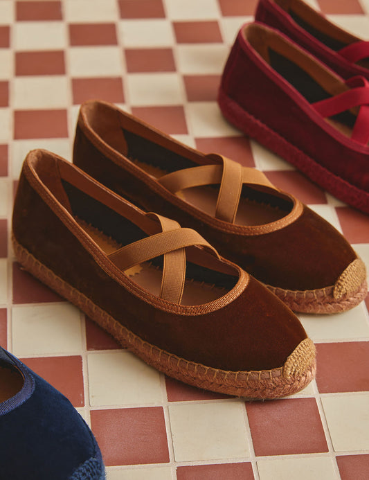 Chico Velvet Cross Band Espadrille Tan