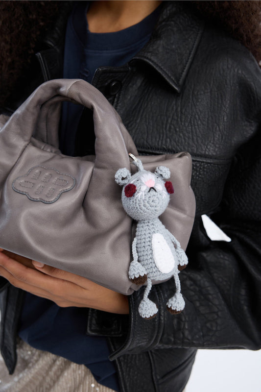 Vallate Bear Bag Charm Grey