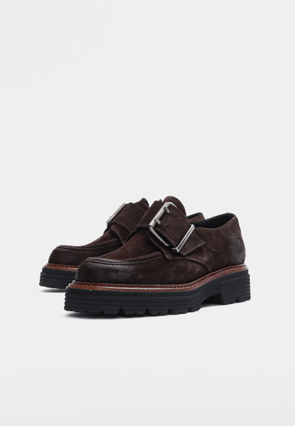Marissa Buckled Suede Loafer Mocca