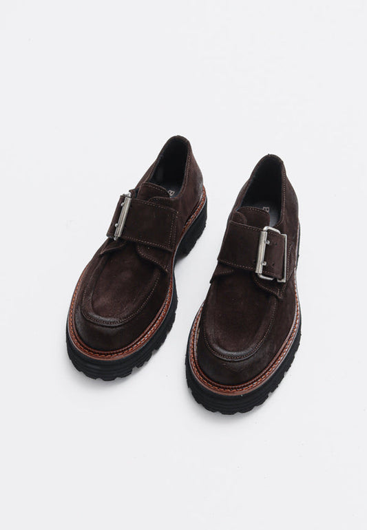Marissa Buckled Suede Loafer Mocca