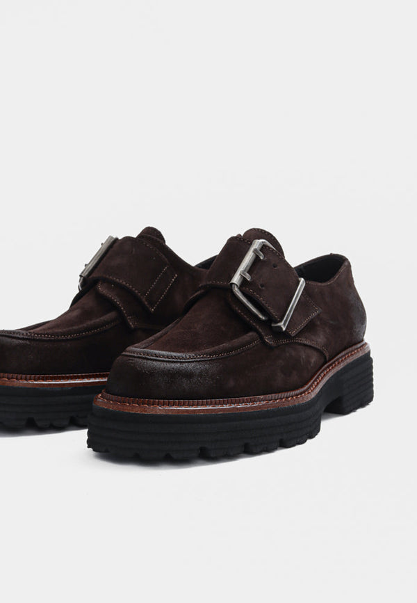 Marissa Buckled Suede Loafer Mocca