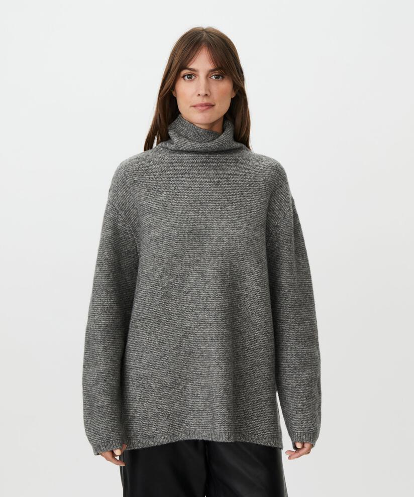 MaFaylin Alpaca Blend High Neck Jumper Grey Melange