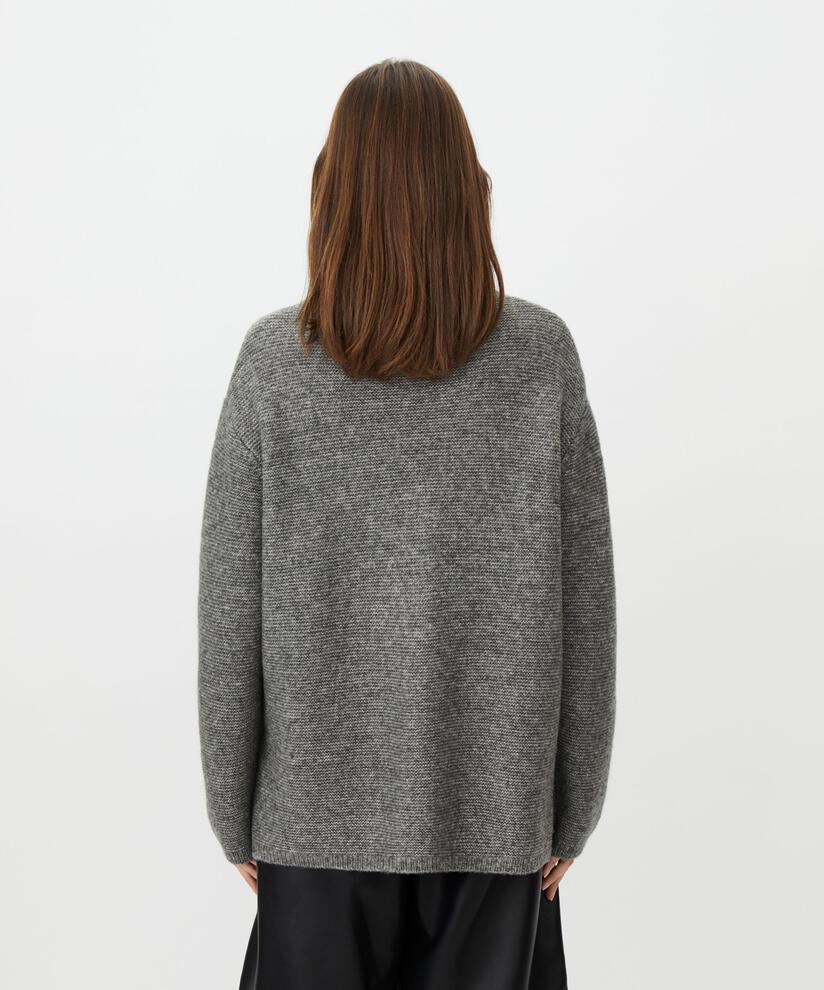 MaFaylin Alpaca Blend High Neck Jumper Grey Melange