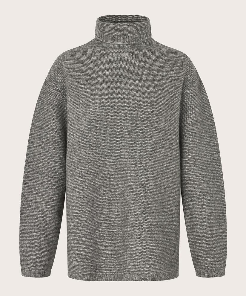 MaFaylin Alpaca Blend High Neck Jumper Grey Melange