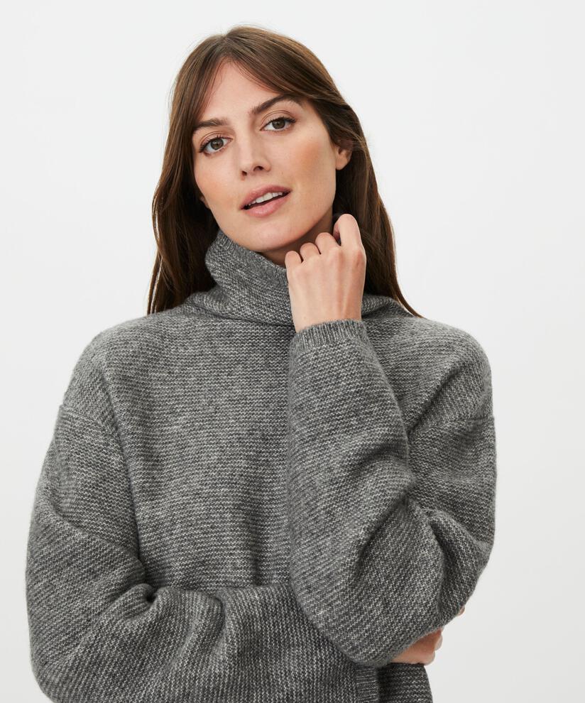 MaFaylin Alpaca Blend High Neck Jumper Grey Melange