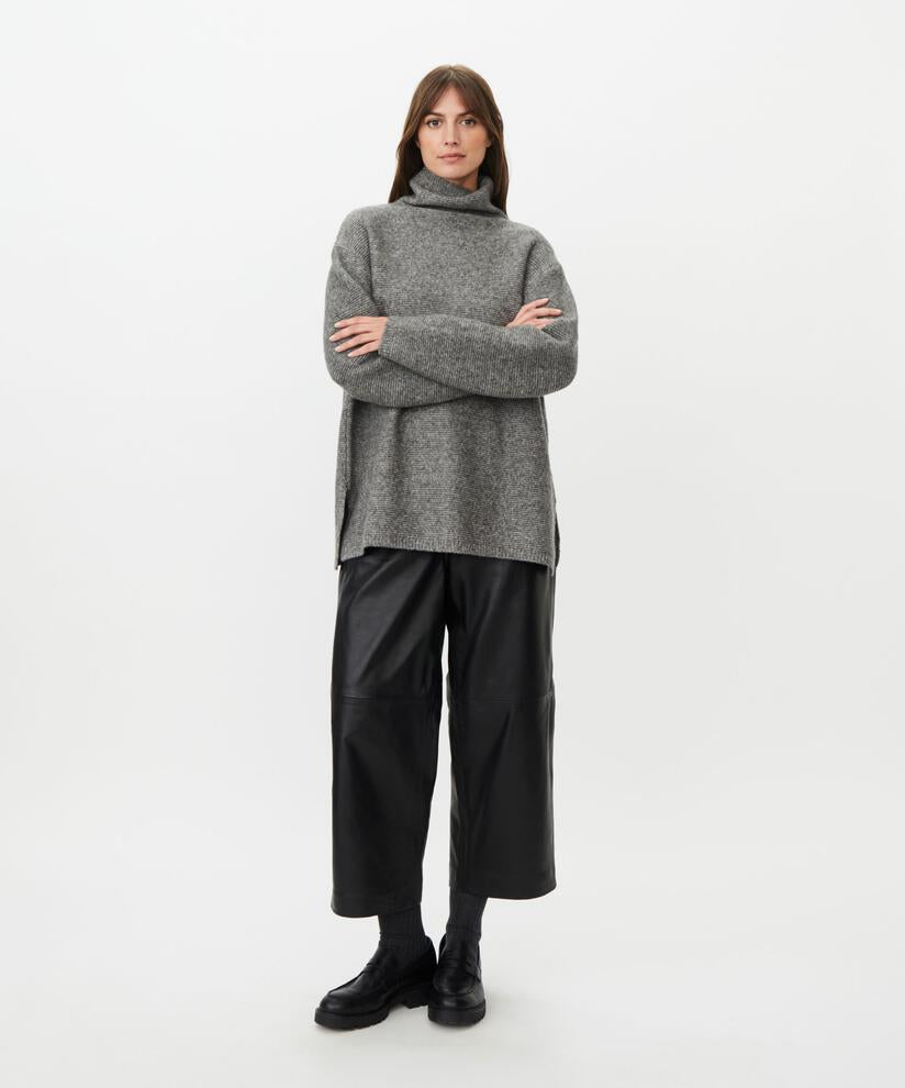 MaFaylin Alpaca Blend High Neck Jumper Grey Melange