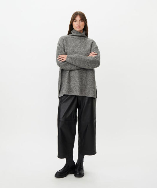 MaFaylin Alpaca Blend High Neck Jumper Grey Melange