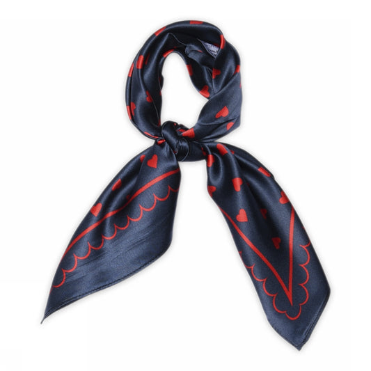 Love Small Silk Scarf - 18631 - Navy