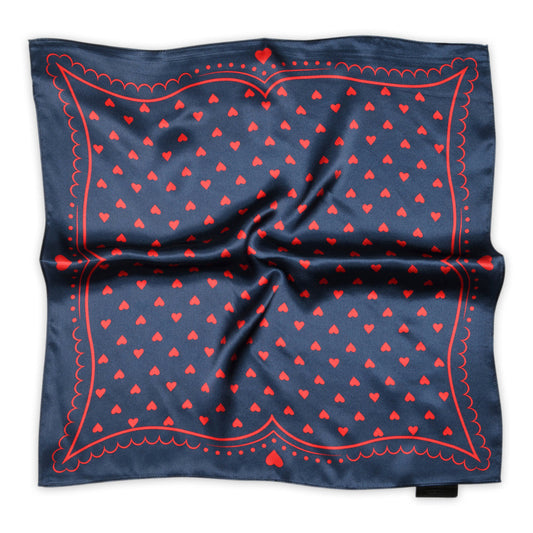 Love Small Silk Scarf - 18631 - Navy