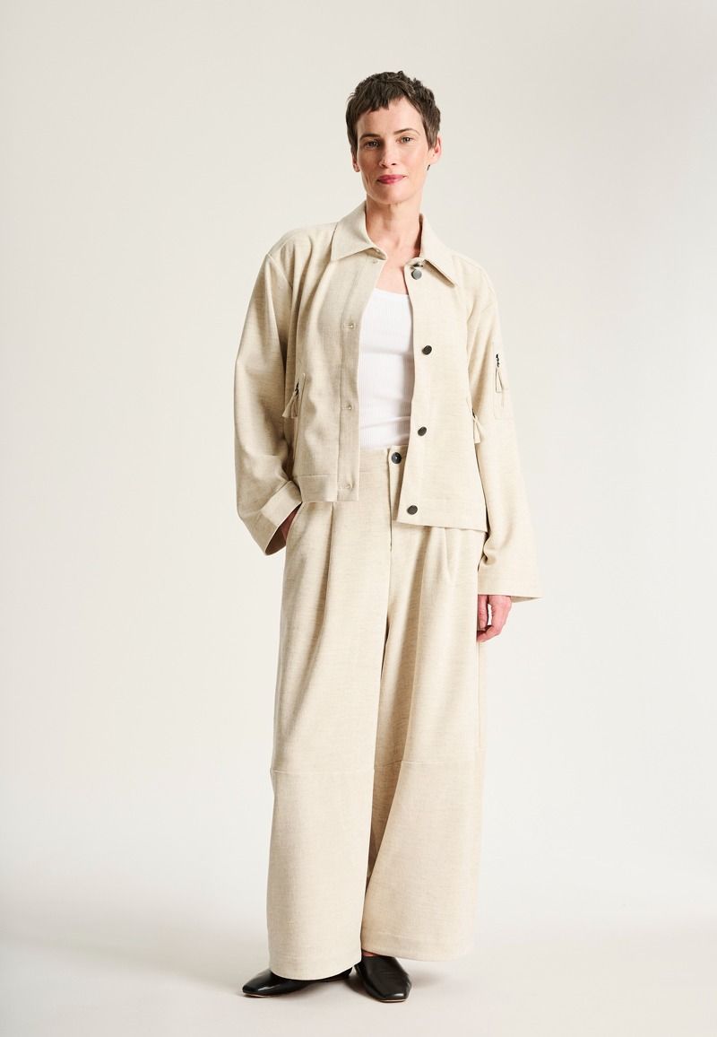 Shinji Short Jacket with Pockets Ivory Melange