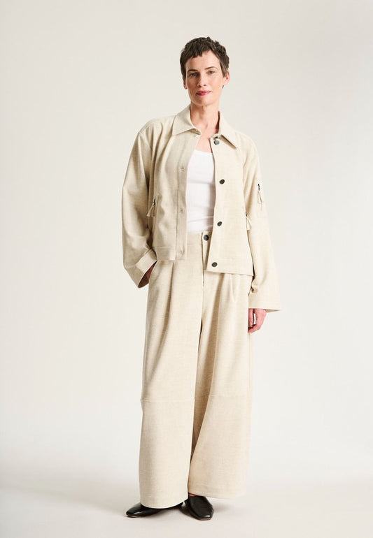 Shinji Short Jacket with Pockets Ivory Melange