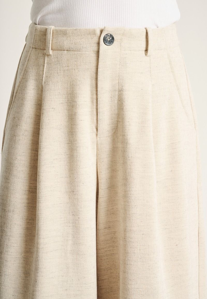 Shinji Wide Leg Trouser Ivory Melange