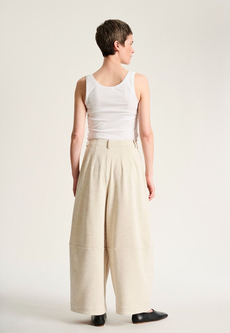 Shinji Wide Leg Trouser Ivory Melange