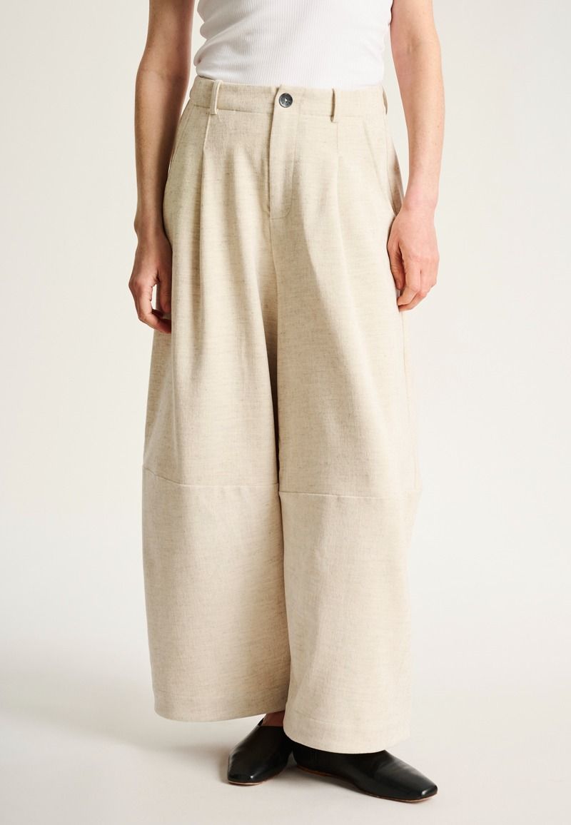 Shinji Wide Leg Trouser Ivory Melange