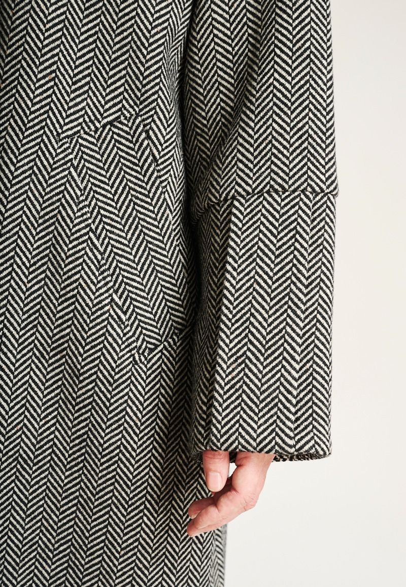 Nishin Long Wool Herringbone Coat