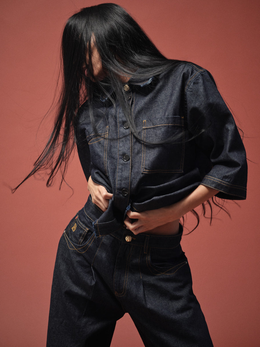 MMHSum Rinse Shirt Dark Blue Denim