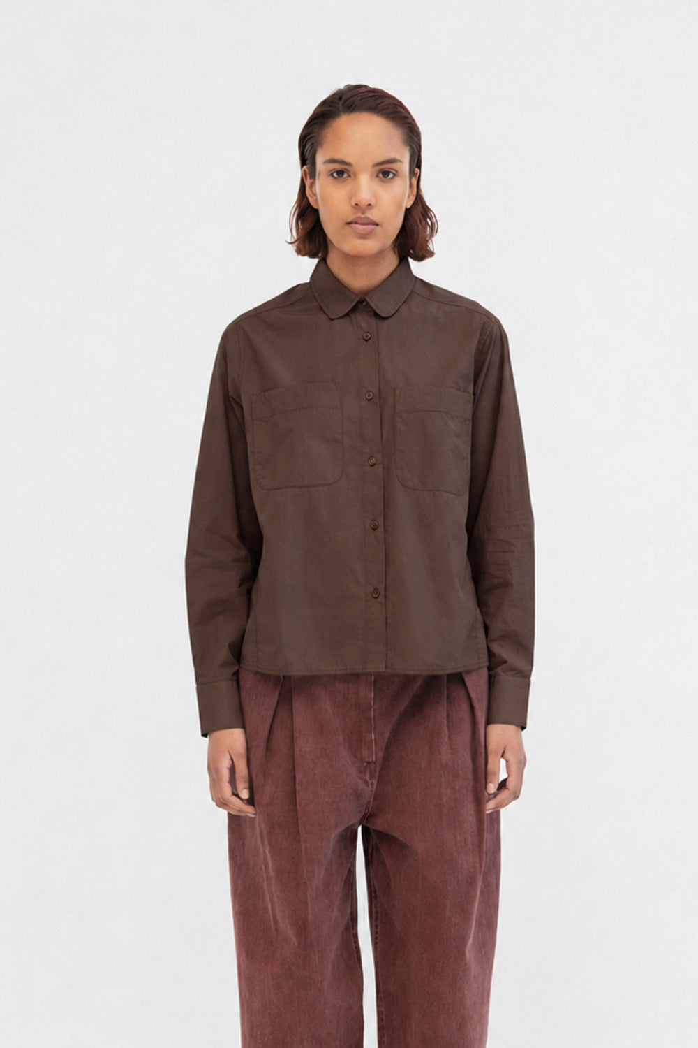 Hannie Short Cotton Shirt Coffee