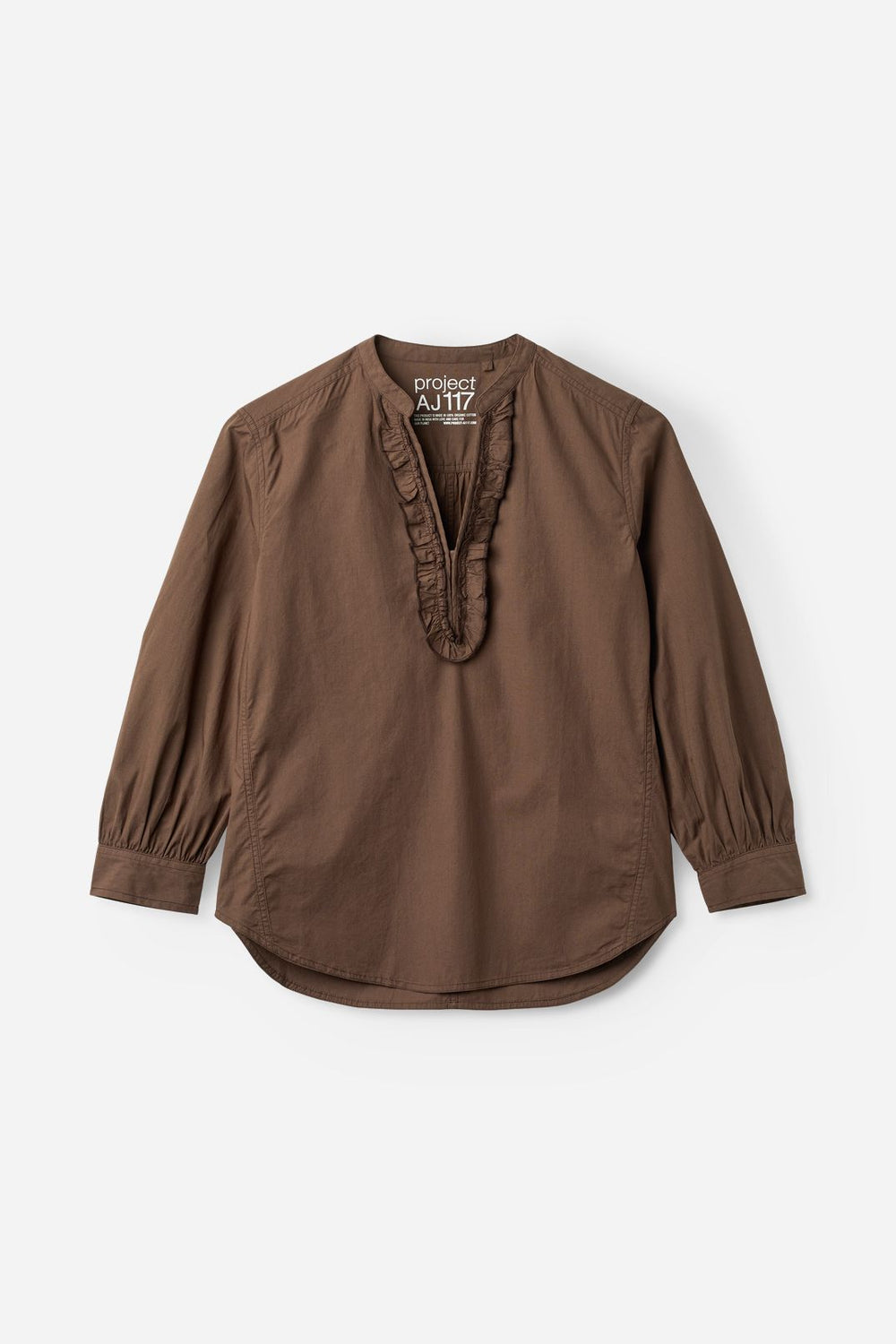 Havanna Cotton Shirt with Frill Coffee