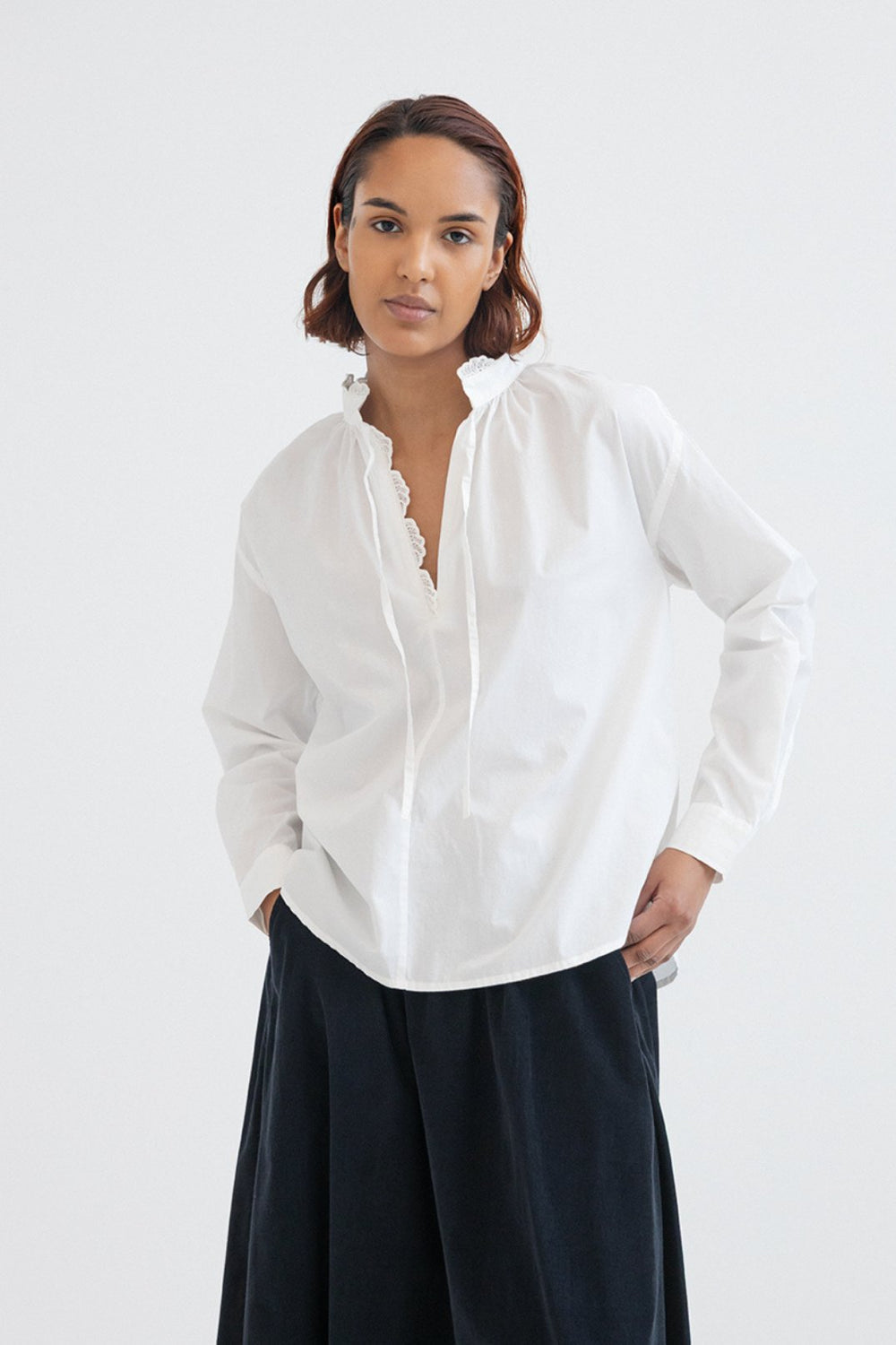 Hrima Cotton Hig Neckline Shirt