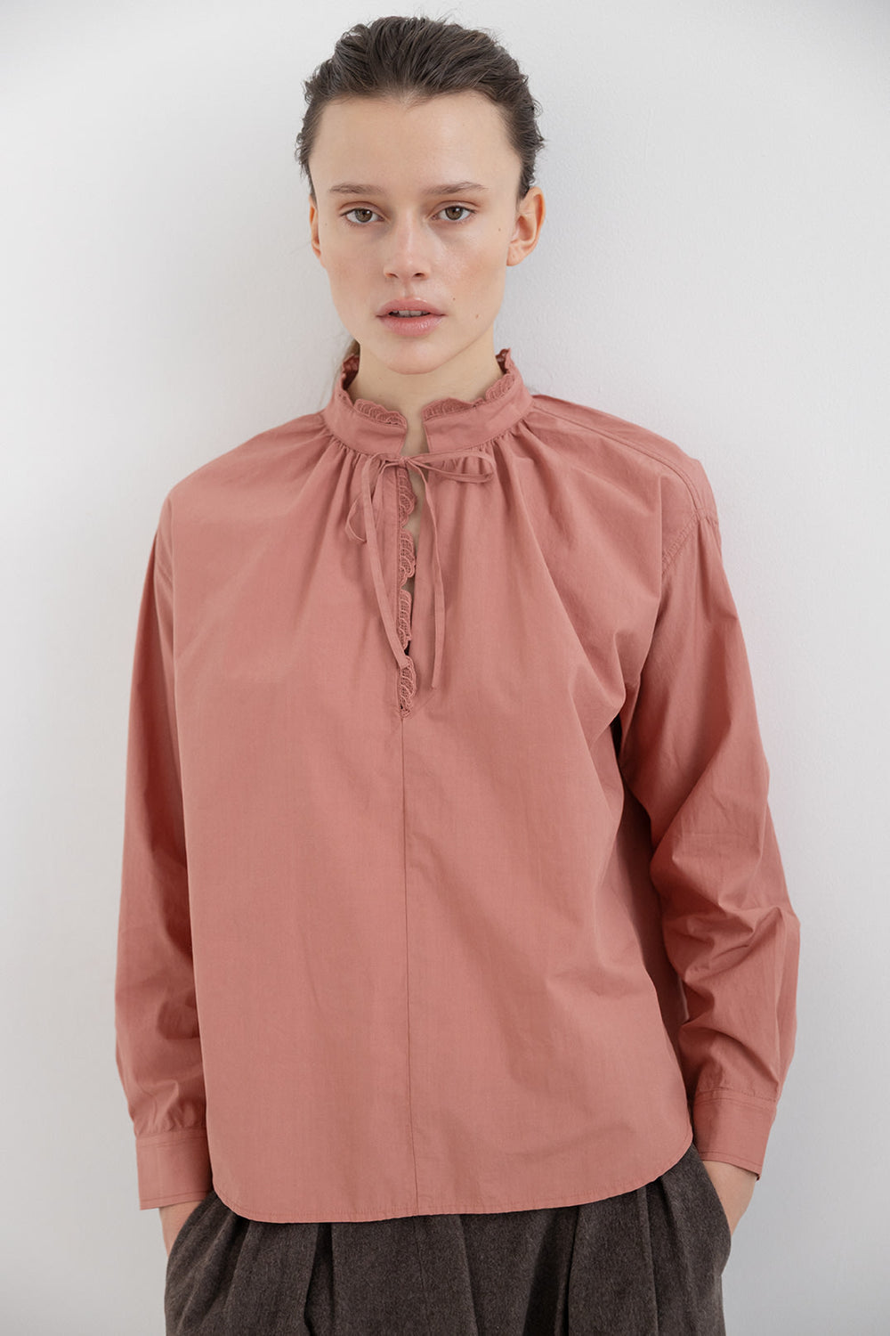 Hrima Cotton Hig Neckline Shirt