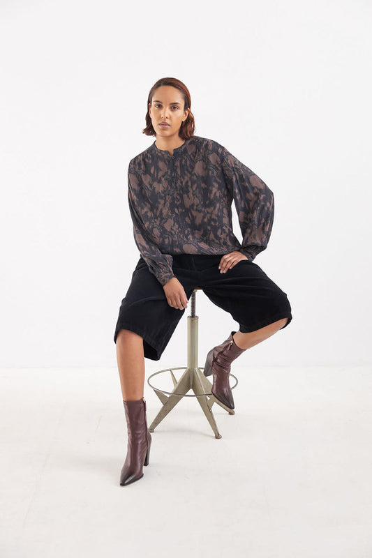 Katlyn Printed Viscose Blouse Garnet