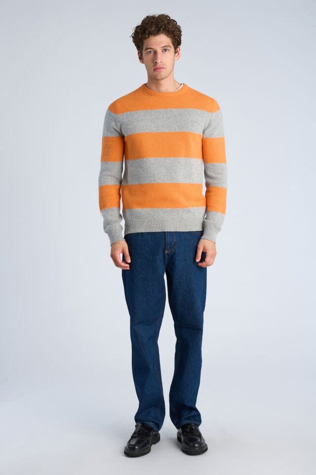Mens - Striped Lambswool Jumper