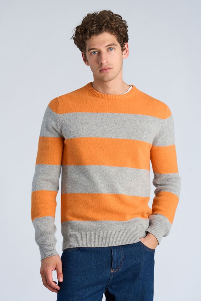 Mens - Striped Lambswool Jumper