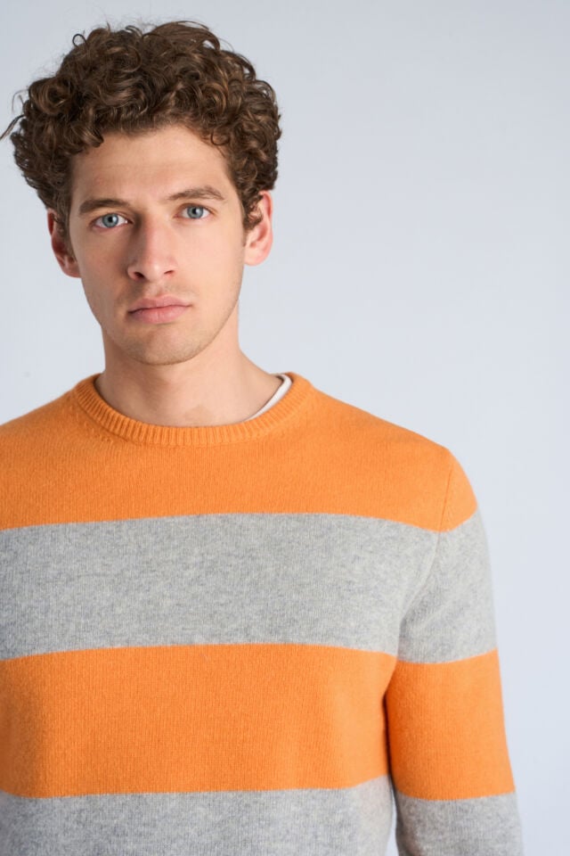 Mens - Striped Lambswool Jumper