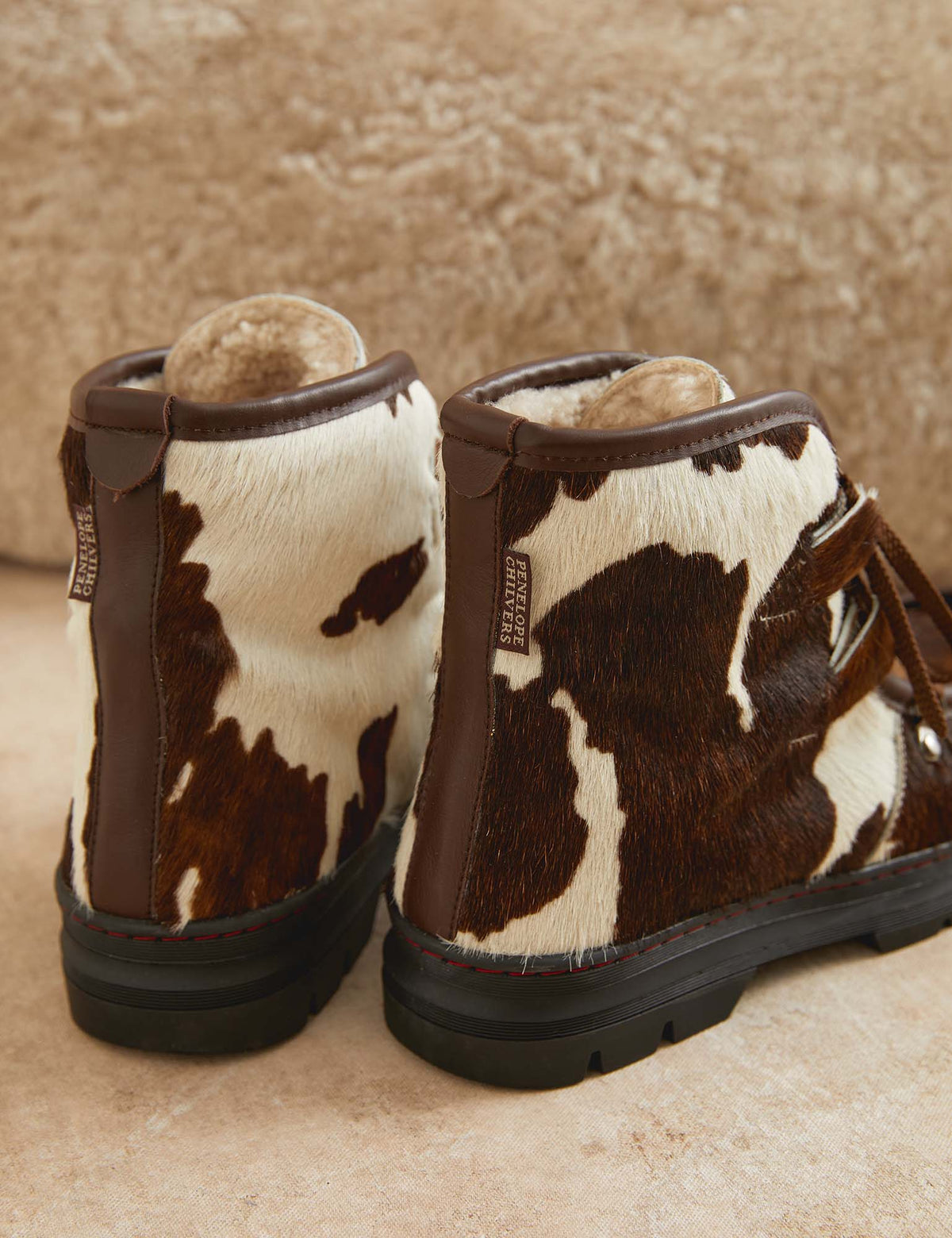 Incredible Friesian Shearling Lined Boots Brown/White