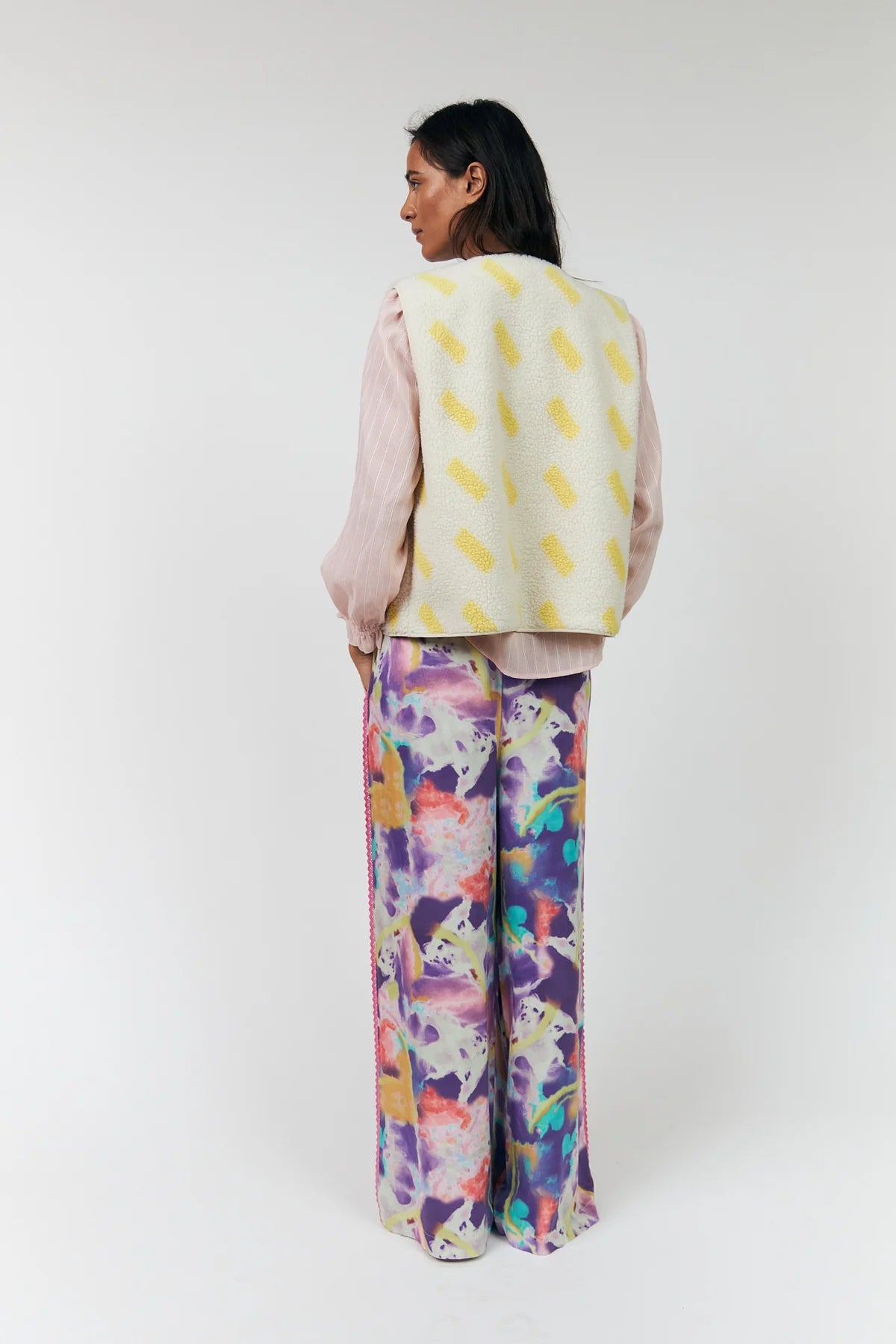 JaceLL Faux Shearling Vest Light Yellow