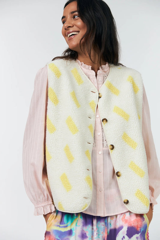 JaceLL Faux Shearling Vest Light Yellow