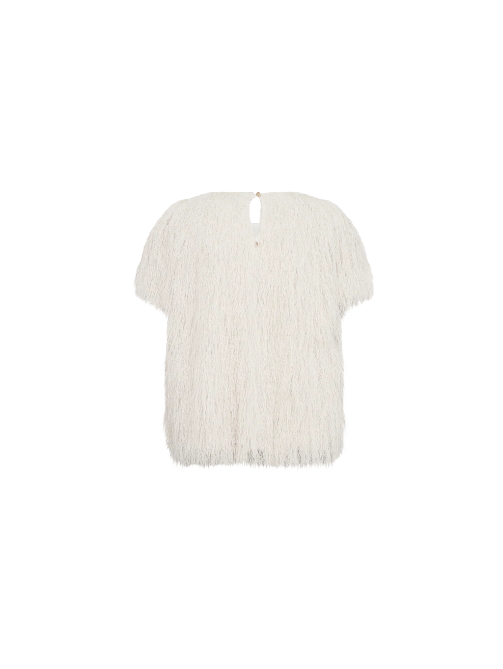 MMBrim )-SS Faux Fur Tee Ecru
