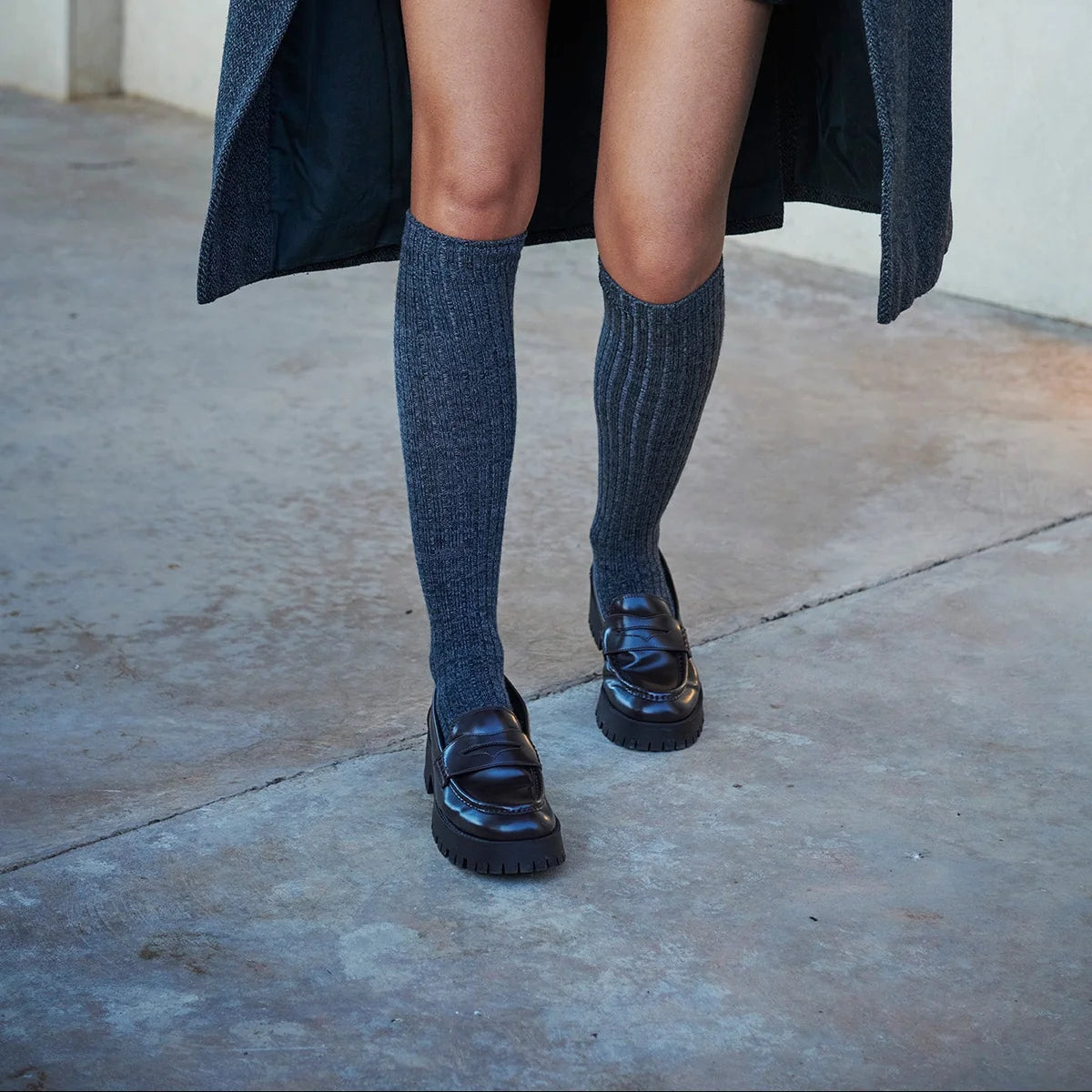 69510 - Tove Long Knee Sock Dark Grey Melange