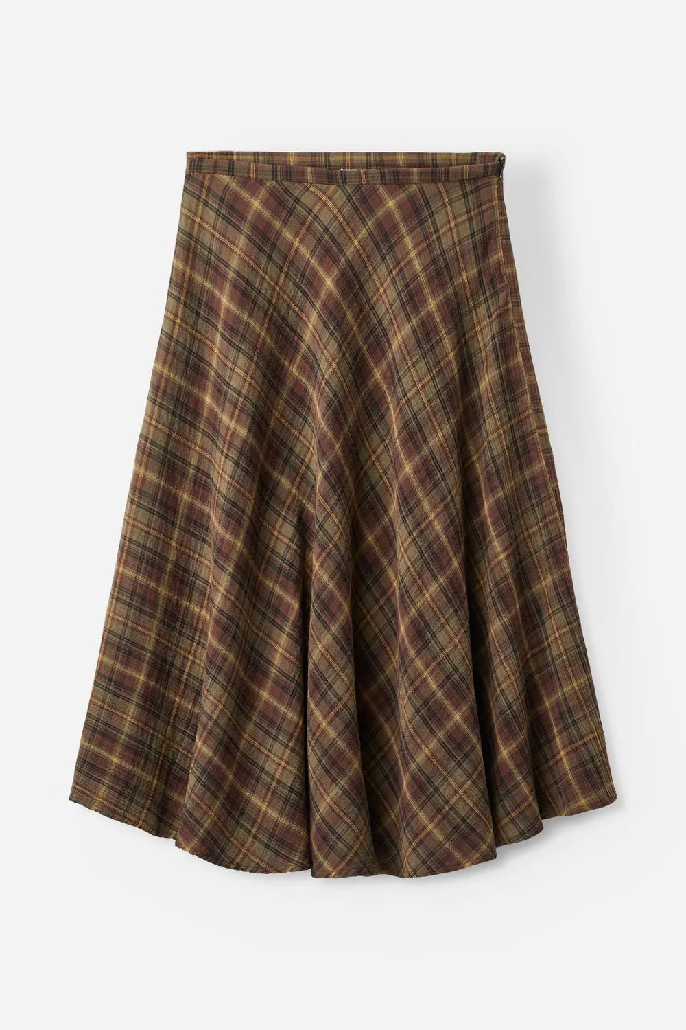 Mary Checked Skirt Army Brown